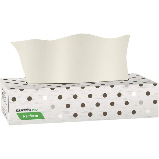 Cascades PRO Perform Flat Box Facial Tissue - 2 Ply - 7.30" x 8.10" - Latte - Soft, Eco-friendly - For Restroom, Office - 100 Per Box - 30 / Carton