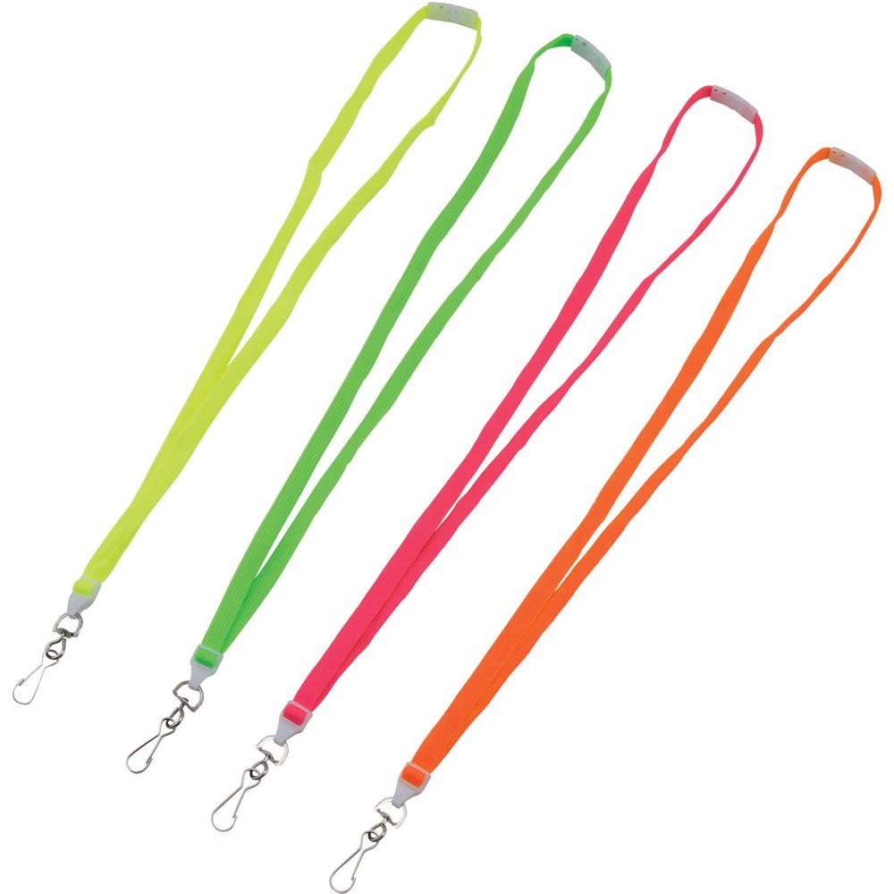 Advantus Neon Breakaway Lanyard - 12 / Pack - 0.5" Width x 36" Length - Neon Pink