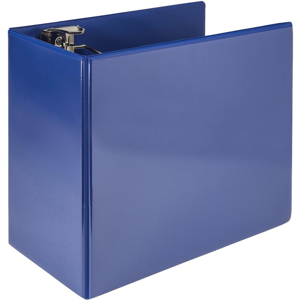 Samsill Nonstick 6" Locking D-Ring View Binder - 6" Binder Capacity - 1225 Sheet Capacity - 3 x D-Ring Fastener(s) - 2 Internal Pocket(s) - Dark Blue - 2.73 lb - Recycled - Lockable, Non-stick, Concea