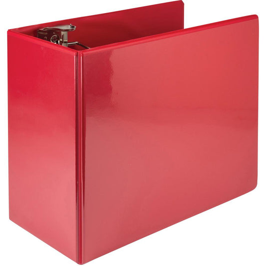 Samsill Nonstick 6" Locking D-Ring View Binder - 6" Binder Capacity - 1225 Sheet Capacity - 3 x D-Ring Fastener(s) - 2 Internal Pocket(s) - Red - 2.73 lb - Recycled - Lockable, Non-stick, Concealed Ri