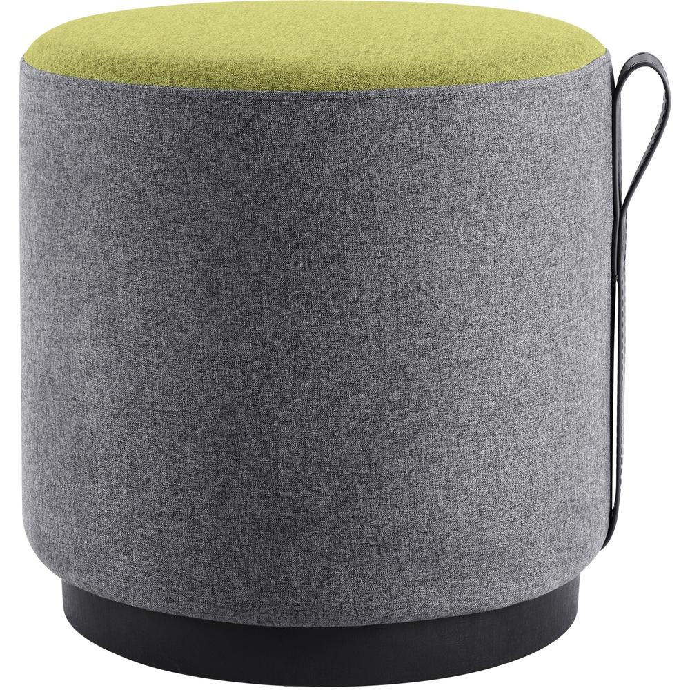 Lorell Contemporary Seating Round Foot Stool - Green, Gray Fabric Seat - 1 Each