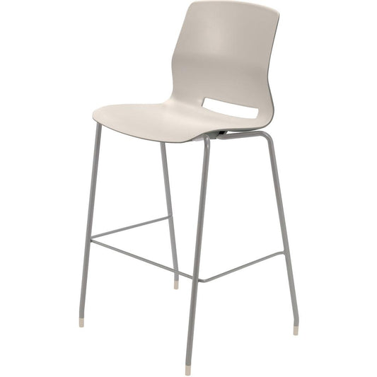 KFI Swey Collection 30" Multipurpose Stool - Moonbeam Polypropylene Seat - Moonbeam Polypropylene Back - Silver Stainless Steel Frame - Four-legged Base - 1 Each