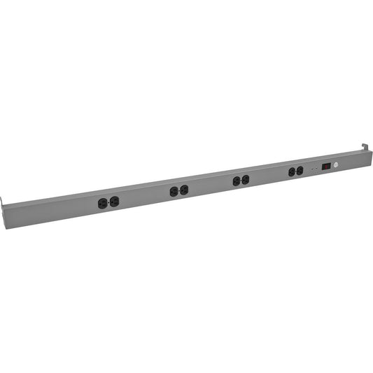 Tennsco Packing Table Power Rail - 8 x AC Power - 8" Cord - Medium Gray