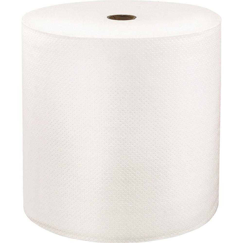 LoCor Hardwound Roll Towels - 1 Ply - 8" x 1000 ft - Bright White - Fiber - Eco-friendly, Soft, Absorbent, Strong - For Hand - 6 / Carton