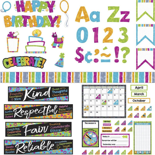 Trend Color Harmony Decorative Bulletin Board Set - Learning Theme/Subject - Calendar Shape - Durable, Wear Resistant, Tear Resistant - 17.50" Height x 23.25" Width x 18" Length - Multicolor - Card St