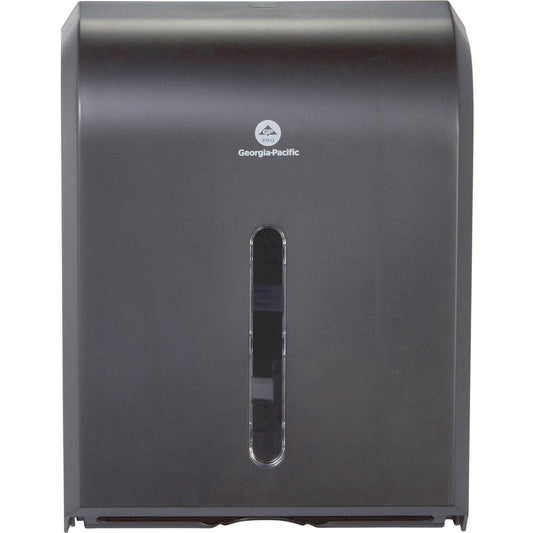 Georgia-Pacific Combi-Fold Paper Towel Dispenser - C Fold, Multifold, BigFold, Z Fold Dispenser - 400 x C Fold, 600 x Multifold - 15.5" Height x 11" Width x 5.3" Depth - Plastic - Black - Durable, Key