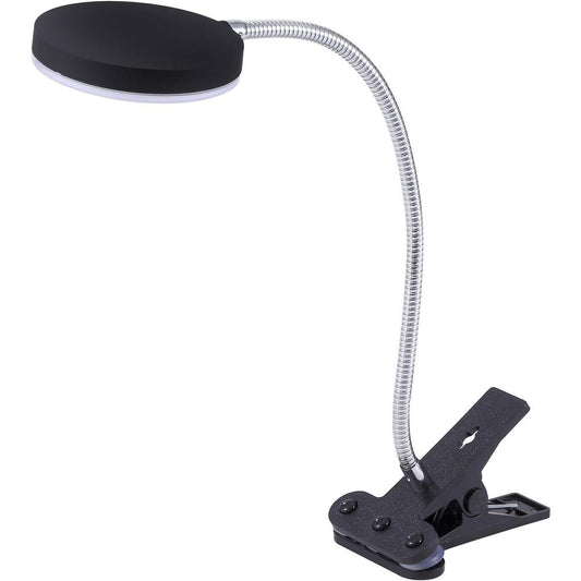 Bostitch Adjustable Clamp Desk Lamp, Black - 13.8" Height - 5.50 W LED Bulb - Polished Metal - Adjustable Head, Flicker-free, Flexible Neck - 500 lm Lumens - Frosted Glass - Desk Mountable - Black - f