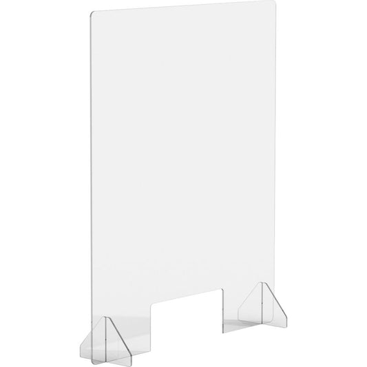 Lorell Social Distancing Barrier w/Cutout - 30" Width x 7" Depth x 36" Height - 1 Each - Clear - Acrylic