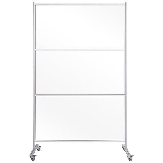 Bi-silque Mobile Glass Panel Divider - 50" Width x 22" Depth x 80.3" Height - Glass - Aluminum, Transparent