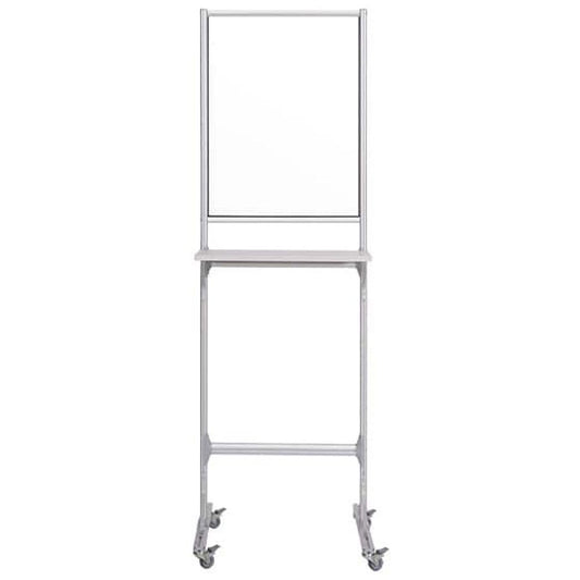 Bi-silque Mobile Glass Panel Divider w/Passthrough - 23.6" Width x 22" Depth x 74.8" Height - 1 Each - Aluminum - Aluminum, Glass