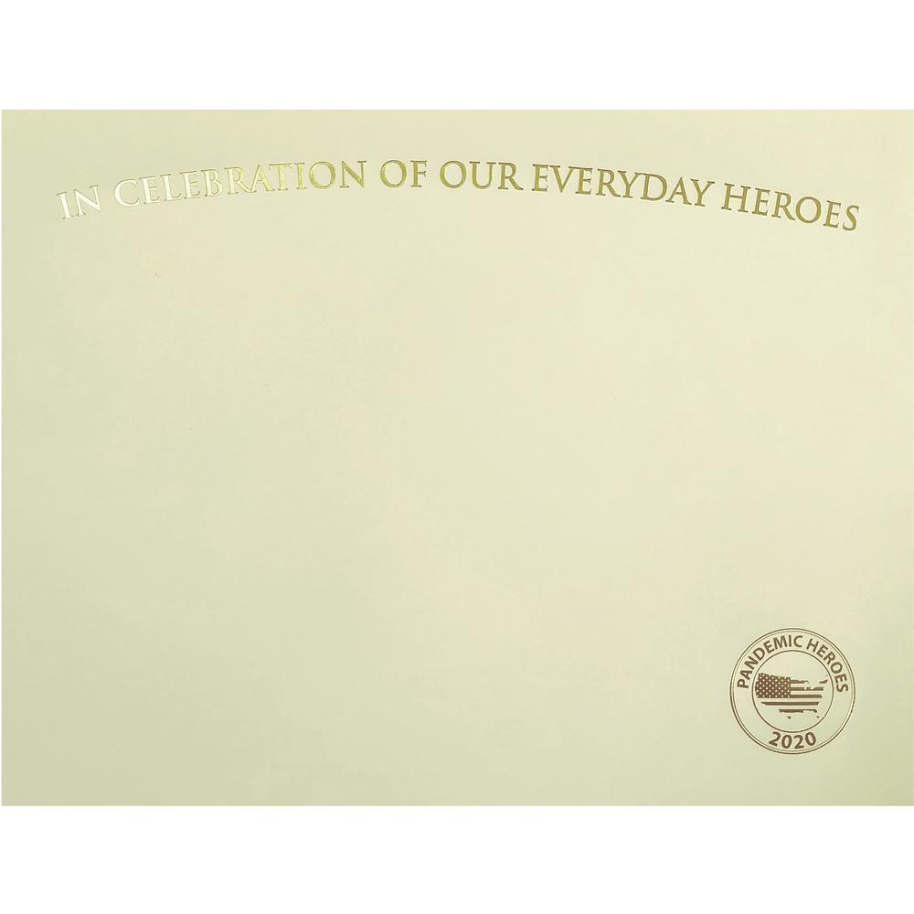 St. James&reg; Premium-Weight Certificates - 65 lb Basis Weight - "Everyday Heroes" - 8.5" x 11" - Inkjet, Laser Compatible - Ivory, Gold Foil - 25 / Pack - TAA Compliant