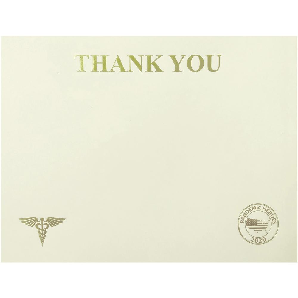 St. James&reg; Premium-Weight Certificates - 65 lb Basis Weight - "Thank You" - 8.5" x 11" - Inkjet, Laser Compatible - Ivory, Gold Foil - 25 / Pack - TAA Compliant