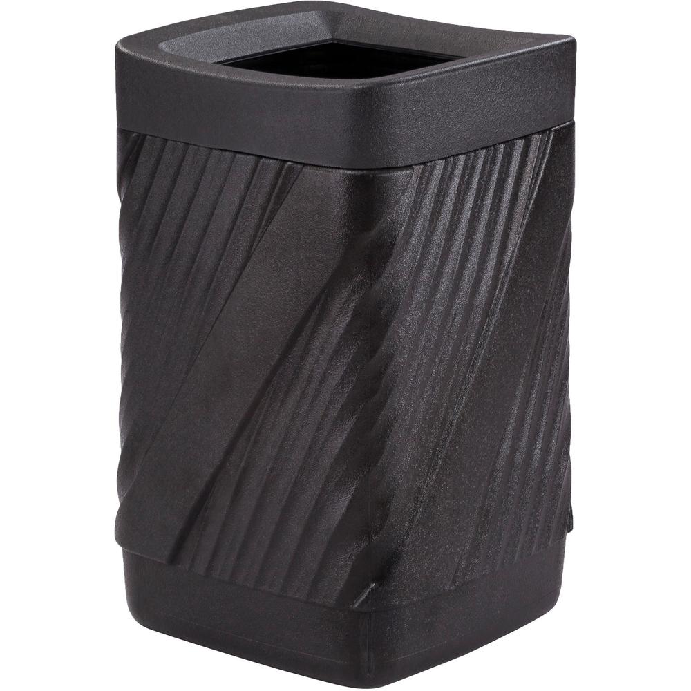 Safco Twist Waste Receptacle - 32 gal Capacity - Removable Lid, Durable, UV Resistant, Fade Resistant - 30" Height x 18.9" Width x 18.9" Depth - High-density Polyethylene (HDPE) - Black - 1 Each