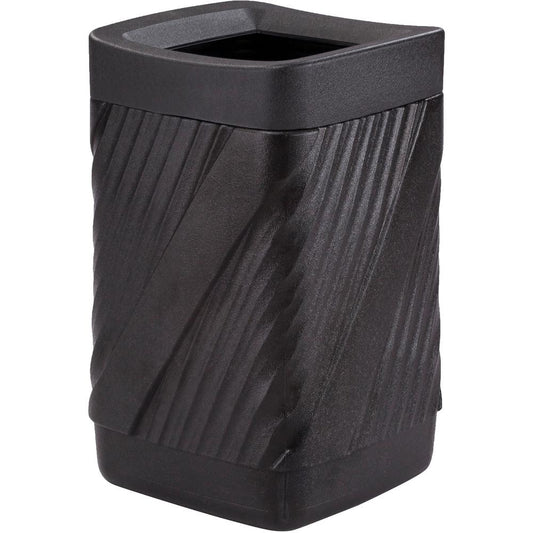 Safco Twist Waste Receptacle - 32 gal Capacity - Removable Lid, Durable, UV Resistant, Fade Resistant - 30" Height x 18.9" Width x 18.9" Depth - High-density Polyethylene (HDPE) - Black - 1 Each