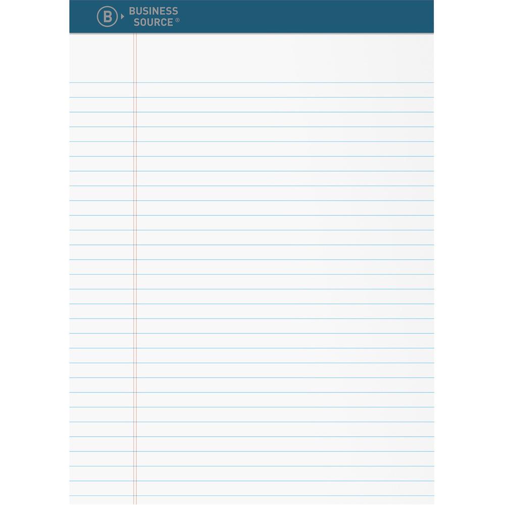 Business Source Premium Writing Pad - 2.50" x 8.5" x 11.8" - White Paper - Tear Proof, Sturdy Back, Bleed-free - 1 Dozen