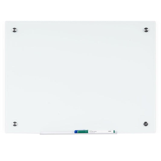 Bi-silque Dry-Erase Glass Board - 18" (1.5 ft) Width x 24" (2 ft) Height - White Glass Surface - Rectangle - Horizontal/Vertical - 1 Each