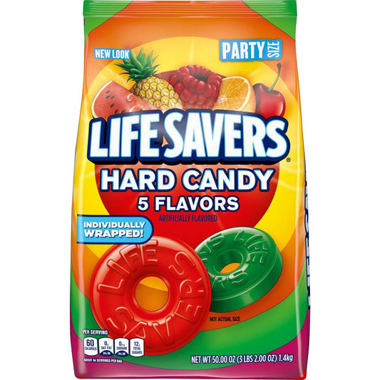 Life Savers Hard Candy - Cherry, Raspberry, Watermelon, Orange, Pineapple - Individually Wrapped - 3.12 lb - 1 Each