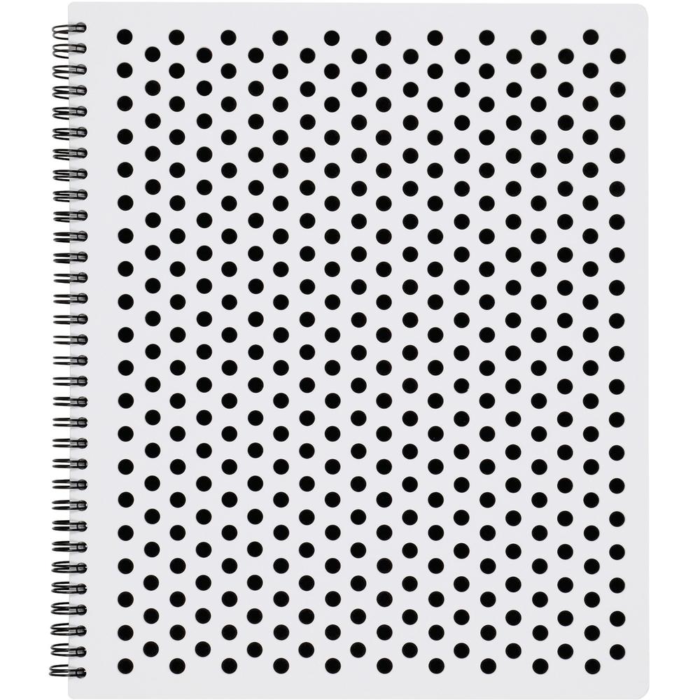 TOPS Polka Dot Design Spiral Notebook - Double Wire Spiral - College Ruled - 3 Hole(s) - 11" x 9" - Black Polka Dot Cover - Micro Perforated, Hole-punched, Durable, Wear Resistant, Damage Resistant -