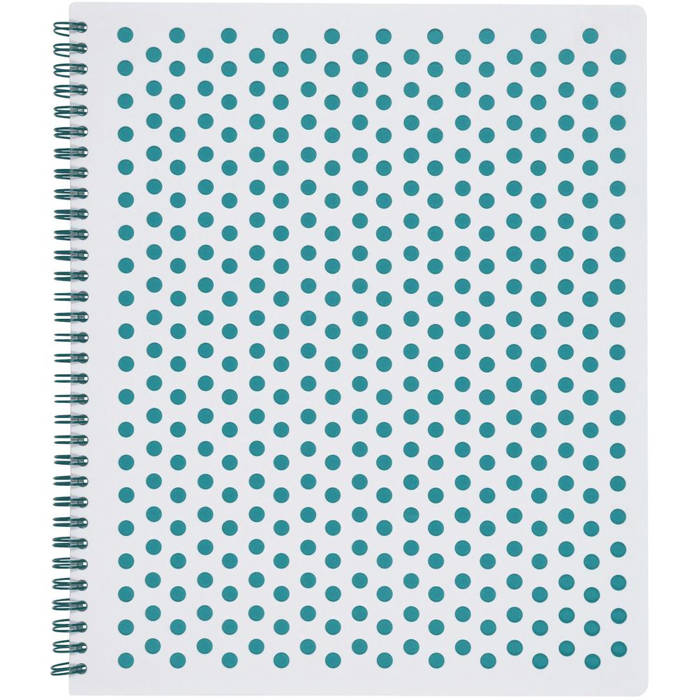 TOPS Polka Dot Design Spiral Notebook - Double Wire Spiral - College Ruled - 3 Hole(s) - 11" x 9" - Teal Polka Dot Cover - Micro Perforated, Hole-punched, Durable, Wear Resistant, Damage Resistant - 1