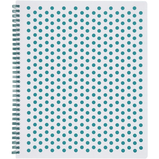 TOPS Polka Dot Design Spiral Notebook - Double Wire Spiral - College Ruled - 3 Hole(s) - 11" x 9" - Teal Polka Dot Cover - Micro Perforated, Hole-punched, Durable, Wear Resistant, Damage Resistant - 1