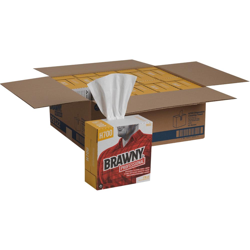 Brawny&reg; Professional H700 Disposable Cleaning Towels - Interfolded - 9" x 12.40" - 1760 Sheets - White - Disposable, Heavyweight, Durable, Soft, Tear Resistant, Low Linting - For Industry, Manufac