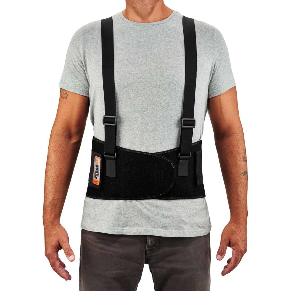 Ergodyne ProFlex 2000SF HP Back Support Brace - 52" - 58" Waist Size - Black - Spandex