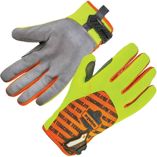 Ergodyne ProFlex 812 Standard Mechanics Gloves - X-Large Size - Lime - Reinforced Thumb, Comfortable, Flexible, Breathable, Secure Fit, Machine Washable, Pull-on Tab, Durable Grip - For Mechanical Wor