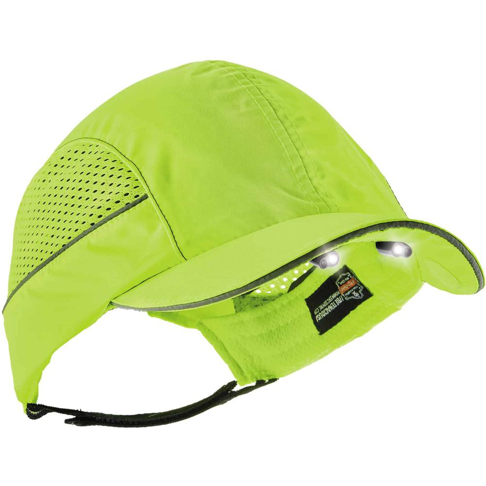 Skullerz 8960 Bump Cap Hat with LED Light - Recommended for: Industrial, Mechanic, Factory, Home, Baggage Handling - Bump, Scrape, Head Protection - Lime - Comfortable, Impact Resistant, Washable, Rem