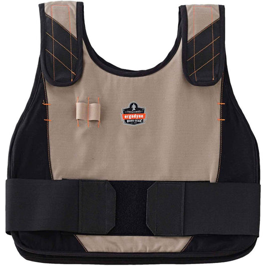 Chill-Its 6225 Premium Cooling Vest - Recommended for: Indoor, Outdoor - Small/Medium Size - Hook & Loop Closure - Cotton, Fabric, Modacrylic - Khaki - Adjustable, Comfortable, Long Lasting, Flexible,