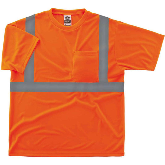 GloWear 8289 Type R Class 2 T-Shirt - Extra Small (XS) Size - Fabric, Polyester - Orange