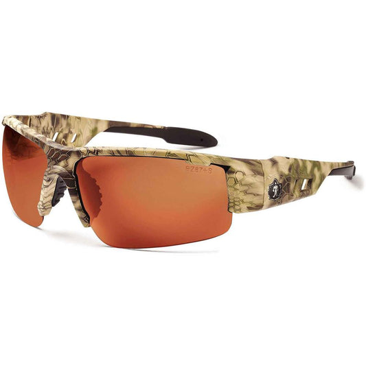 Skullerz Dagr Copper Lens Safety Glasses - Recommended for: Sport, Shooting, Boating, Hunting, Fishing, Skiing, Construction, Landscaping, Carpentry - UVA, UVB, UVC, Debris, Dust Protection - Copper L