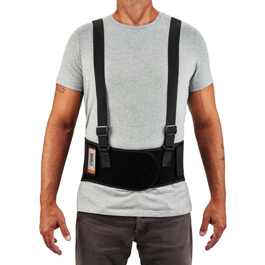 Ergodyne ProFlex 1600 Standard Back Support Brace - 25" - 30" Waist Size - Black - Polypropylene, Elastic, Rubber