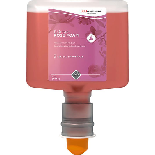 SC Johnson TF Refill Refresh Rose Foam Handwash - Rose ScentFor - 40.6 fl oz (1200 mL) - Cartridge Dispenser - Dirt Remover, Kill Germs - Skin, Washroom, Hand - Moisturizing - Pink - Anti-irritant - 3