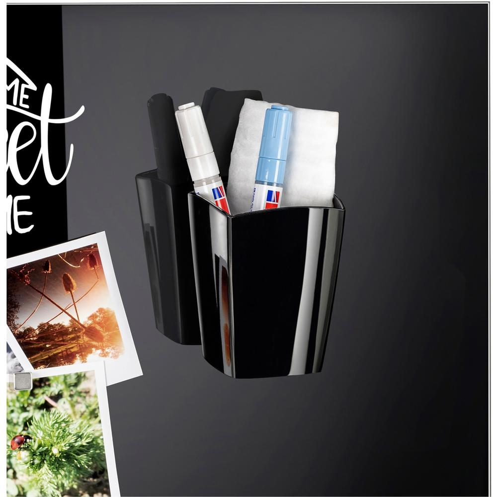 CEP Confort Magnetic Board Pencil Cup - 3.8" x 3.1" x 2.9" x - Polystyrene - 1 Each - Black - Magnetic, Shock Resistant, Recyclable