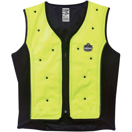 Chill-Its 6685 Premium Dry Evaporative Cooling Vest - Recommended for: Construction, Mining, Landscaping, Carpentry, Biking, Motorcycle, Running - Medium Size - Zipper Closure - Lime - Machine Washabl