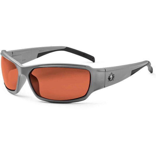 Skullerz THOR Polarized Copper Lens Matte Gray Safety Glasses - Recommended for: Construction, Carpentry, Woodworking, Landscaping, Boating, Skiing, Fishing, Hunting, Shooting, Sport - Eye Protection