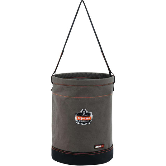 Arsenal 5930 Web Handle Canvas Hoist Bucket - Reinforced, Handle, Pocket, Durable, Storm Drain - 14" - Plastic, Nylon, Nickel Plated, Synthetic Leather, Canvas - Gray - 1 Each