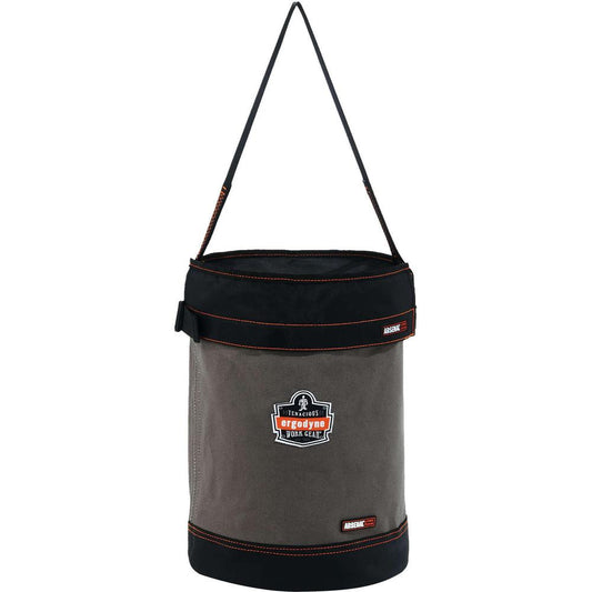 Arsenal 5930T Bucket - Reinforced, Handle, Pocket, Durable, Storm Drain - 14" - Plastic, Nylon, Nickel Plated, Synthetic Leather, Canvas - Gray - 1 Each