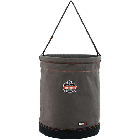 Arsenal 5935 Web Handle Canvas Hoist Bucket - Reinforced, Handle, Pocket, Durable, Storm Drain - 17.8" - Plastic, Nylon, Nickel Plated, Synthetic Leather, Canvas - Gray - 1 Each