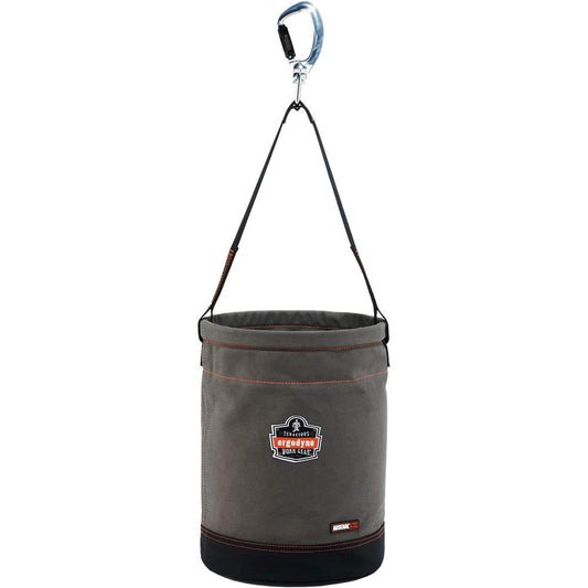 Arsenal 5940 Swiveling Carabiner Canvas Hoist Bucket - Reinforced, Handle, Pocket, Durable, Storm Drain - 14" - Plastic, Nylon, Nickel Plated, Synthetic Leather, Canvas - Gray - 1 Each