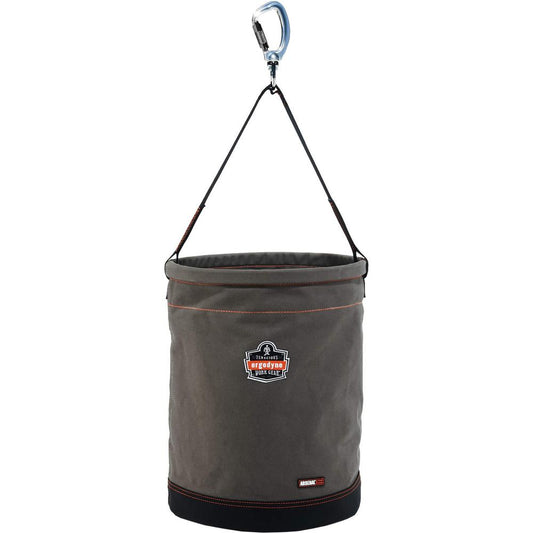 Arsenal 5945 Swiveling Carabiner Canvas Hoist Bucket - Reinforced, Handle, Pocket, Durable, Storm Drain - 17.8" - Plastic, Nylon, Nickel Plated, Synthetic Leather, Canvas - Gray - 1 Each