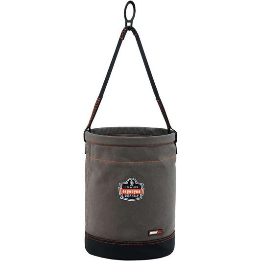 Arsenal 5960 Canvas Hoist Bucket with D-Rings - Reinforced, Handle, Pocket, Durable, Storm Drain - 14" - Plastic, Nylon, Nickel Plated, Synthetic Leather, Canvas - Gray - 1 Each