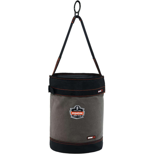 Arsenal 5960T Bucket - Reinforced, Handle, Pocket, Durable, Storm Drain - 14" - Plastic, Nylon, Nickel Plated, Synthetic Leather, Canvas - Gray - 1 Each