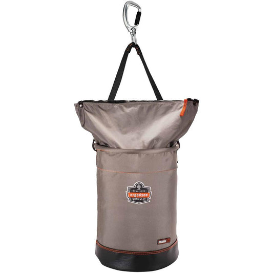 Arsenal 5974 Hoist Bucket with Swiveling Carabiner - Large Size - 99.21 lb Capacity - Zipper Closure - Gray - Nylon, Synthetic Leather, Tarpaulin, Leather, Nickel Plated - 1Each - Multipurpose