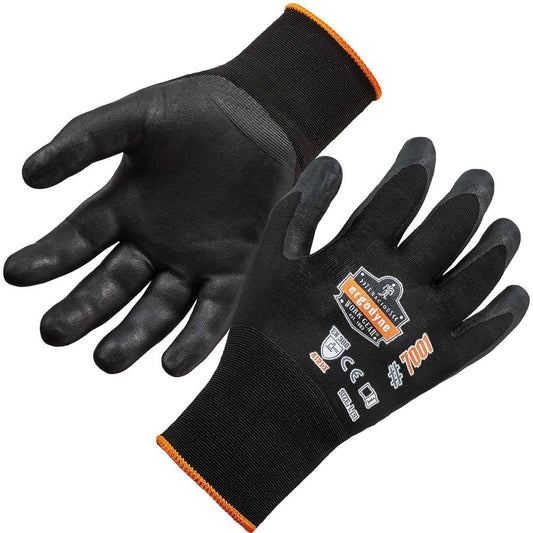 Ergodyne ProFlex 7001 Abrasion-Resistant Nitrile-Coated Gloves - DSX - Nitrile Coating - Small Size - Black - Touchscreen Capable - Abrasion Resistant, Seamless, Knit Wrist, Dirt Resistant, Debris Res