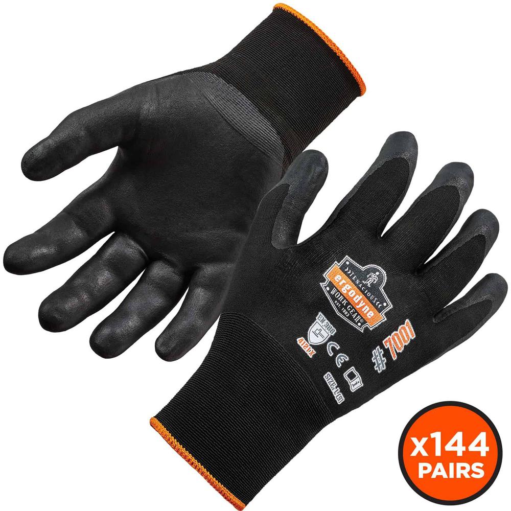 Ergodyne ProFlex 7001 Abrasion-Resistant Nitrile-Coated Gloves - DSX - Nitrile Coating - Medium Size - Black - Touchscreen Capable - Seamless, Knit Wrist, Dirt Resistant, Debris Resistant, Machine Was