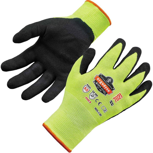 Ergodyne ProFlex 7021 Nitrile-Coated Cut-Resistant Gloves - A2 Level WSX - Nitrile, Polyurethane Coating - XXL Size - Lime - Touchscreen Capable - Cut Resistant, Superior Grip, Seamless, Knit Wrist, D