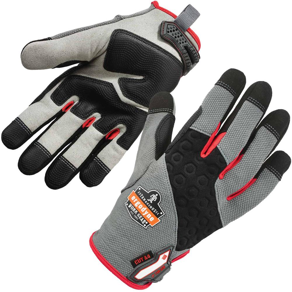 Ergodyne ProFlex 710CR Cut-Resistant Trades Gloves - Small Size - Gray - ID Tab, Machine Washable, Durable, Padded Palm, Reinforced, Secure Grip, Heavy Duty - 1 - 2.50" Thickness - 12.50" Glove Length