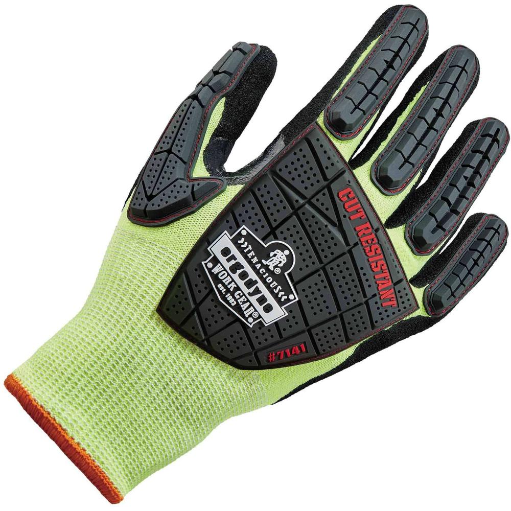 Ergodyne ProFlex 7141 Nitrile-Coated DIR Level 4 Cut-Resistant Gloves - Nitrile, Polyurethane Coating - Medium Size - Lime - Cut Resistant, Abrasion Resistant, Superior Grip, Breathable, Seamless, Kni