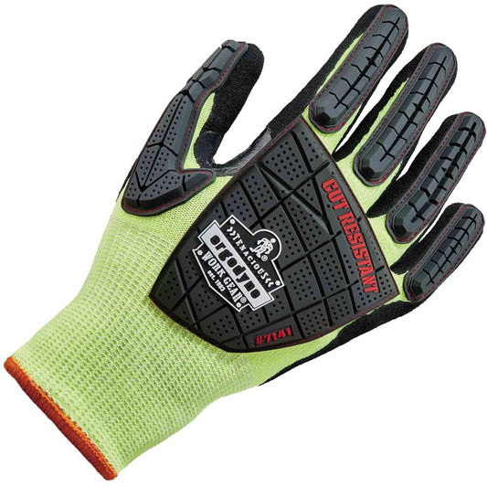 Ergodyne ProFlex 7141 Nitrile-Coated DIR Level 4 Cut-Resistant Gloves - Nitrile, Polyurethane Coating - Large Size - Lime - Cut Resistant, Abrasion Resistant, Superior Grip, Breathable, Seamless, Knit